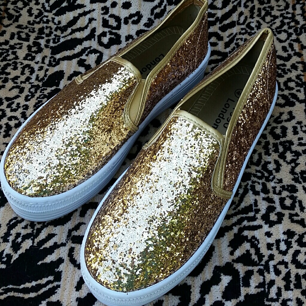 "GOLD DIGGER 2" GOLD PLATFORM SLIP-ON SNEAKERS